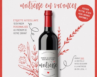 Cadeau pour maîtresse, cadeau original, étiquette pour bouteille de vin personnalisée