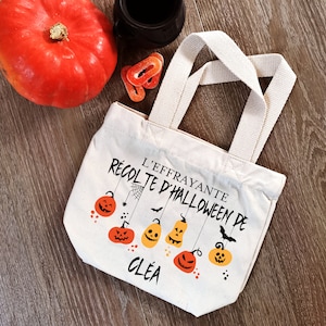 Personalized Halloween bag first name, reusable fabric basket