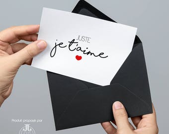 Carte Je t'aime • Carte Saint Valentin • Juste je t'aime • Carte amour • Carte amoureux