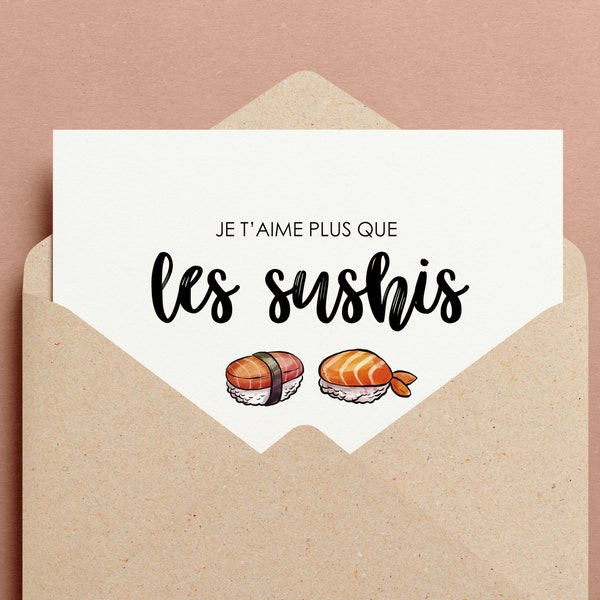 Cadeau Saint Valentin carte postale amour humour sushis