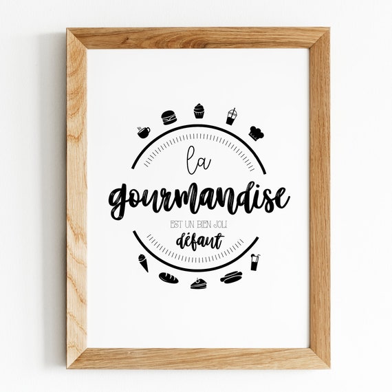 Affiche Citation Affiche Gourmandise Affiche Noir Et Blanc Etsy France
