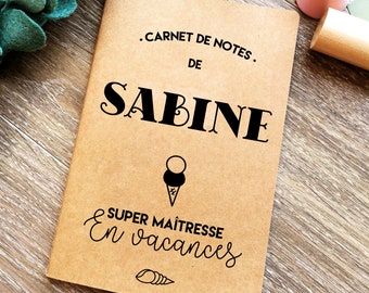 Cadeau maîtresse personnalisé carnet de notes • Cadeau maîte personnalisé carnet de notes