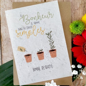 Carte retraite, Carte à planter retraite, Carte à semer départ à la retraite, Cadeau retraite, Carte à fleurs image 2