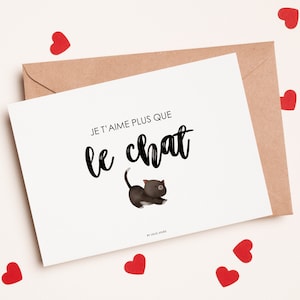 Cadeau Saint Valentin carte postale amour humour chat