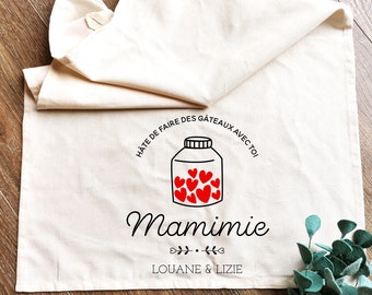 Cadeau pour Mamie personnalisé, torchon personnalisé fête des grands mères