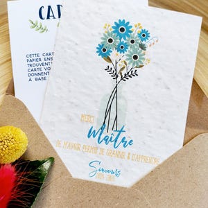 Cadeau maître, Merci maître, Carte à planter maître, Cadeau fin d'année maîtres, Carte à fleurs