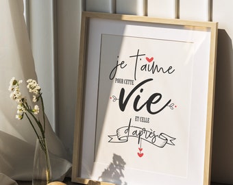 Cadeau Saint Valentin affiche je t'aime amour