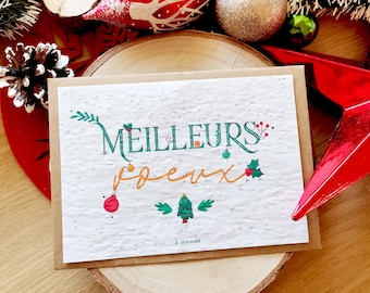 Carte à planter Noël Meilleurs voeux • Carte de Noël