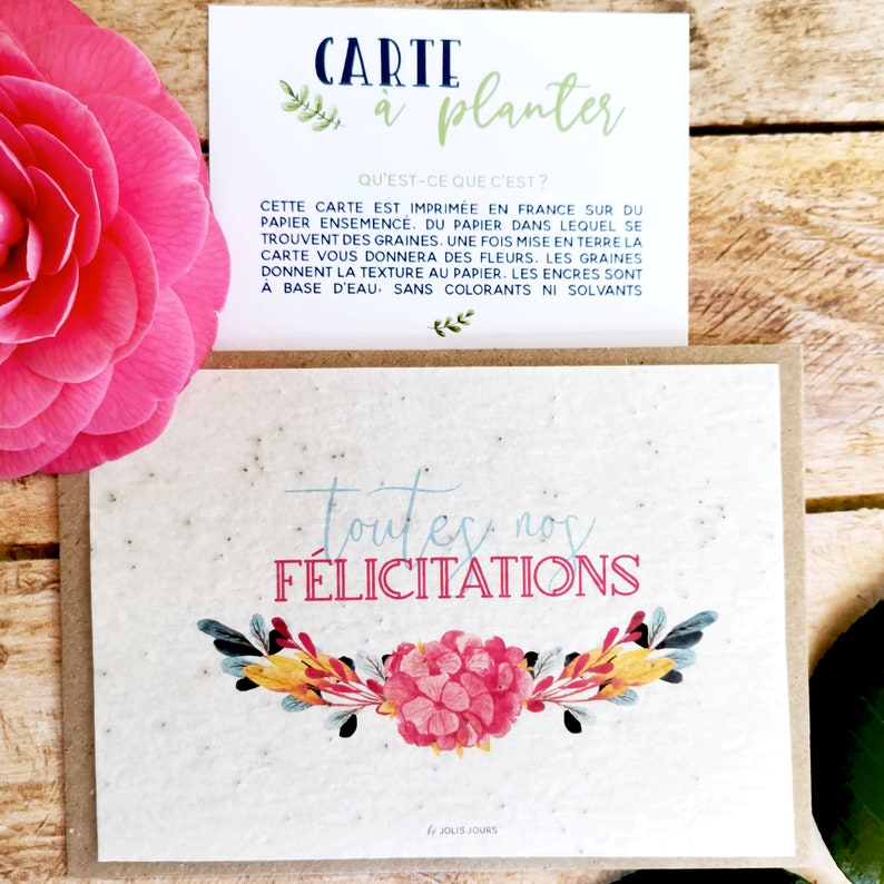 Carte à planter • Carte à planter félicitations • Carte à planter mariage • Carte à semer image 3