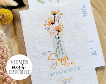 Cadeau atsem ou aesh une jolie carte à planter pour remercier l'atsem ou l'aesh