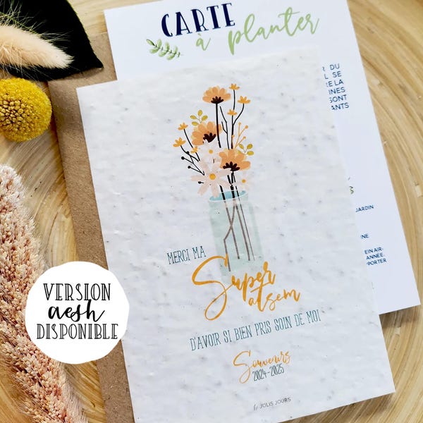 Gift for an atsem or aesh: a pretty card to plant to thank the atsem or aesh