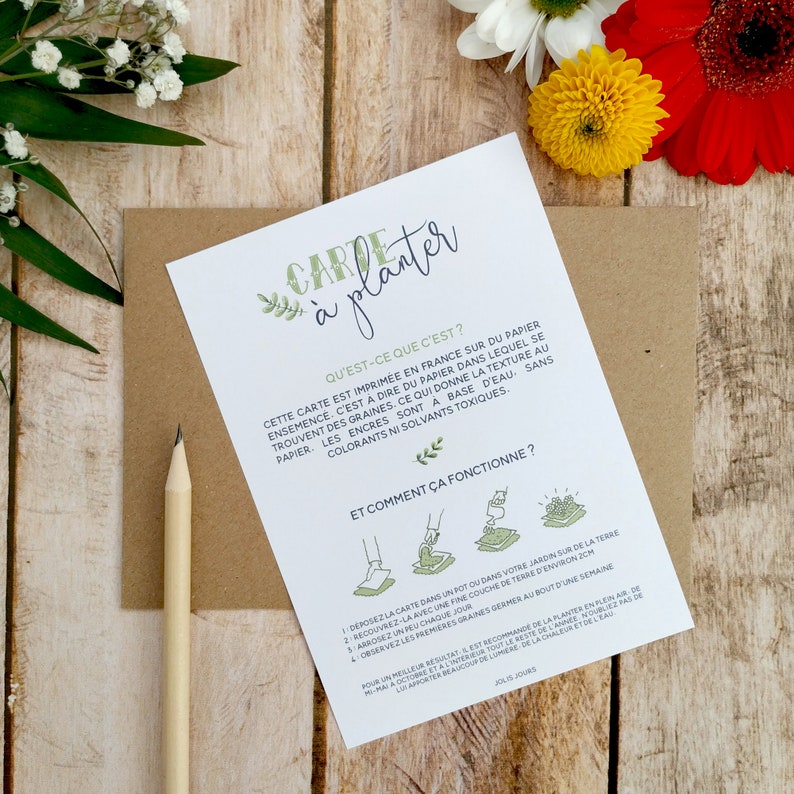 Carte retraite, Carte à planter retraite, Carte à semer départ à la retraite, Cadeau retraite, Carte à fleurs image 3