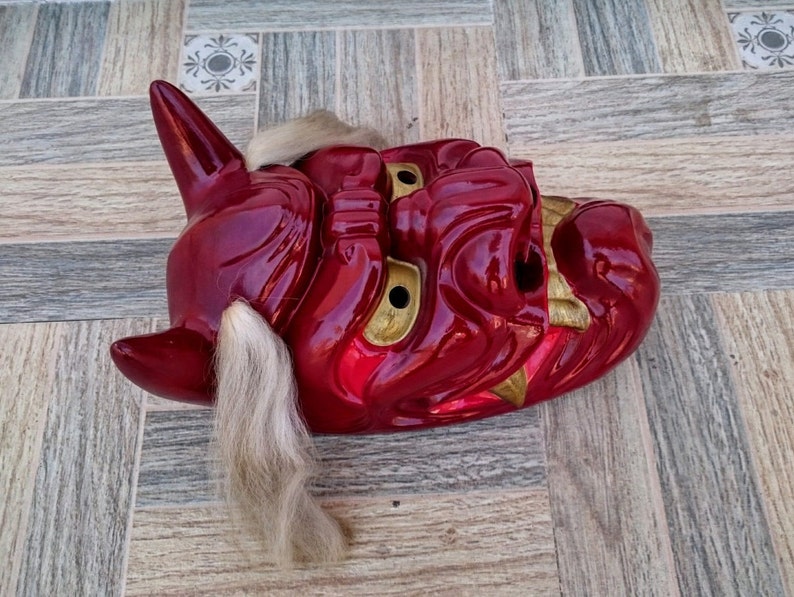 Old Ceramic Clay Oni Mask Japan Kagura Dance Kajiwara Etsy