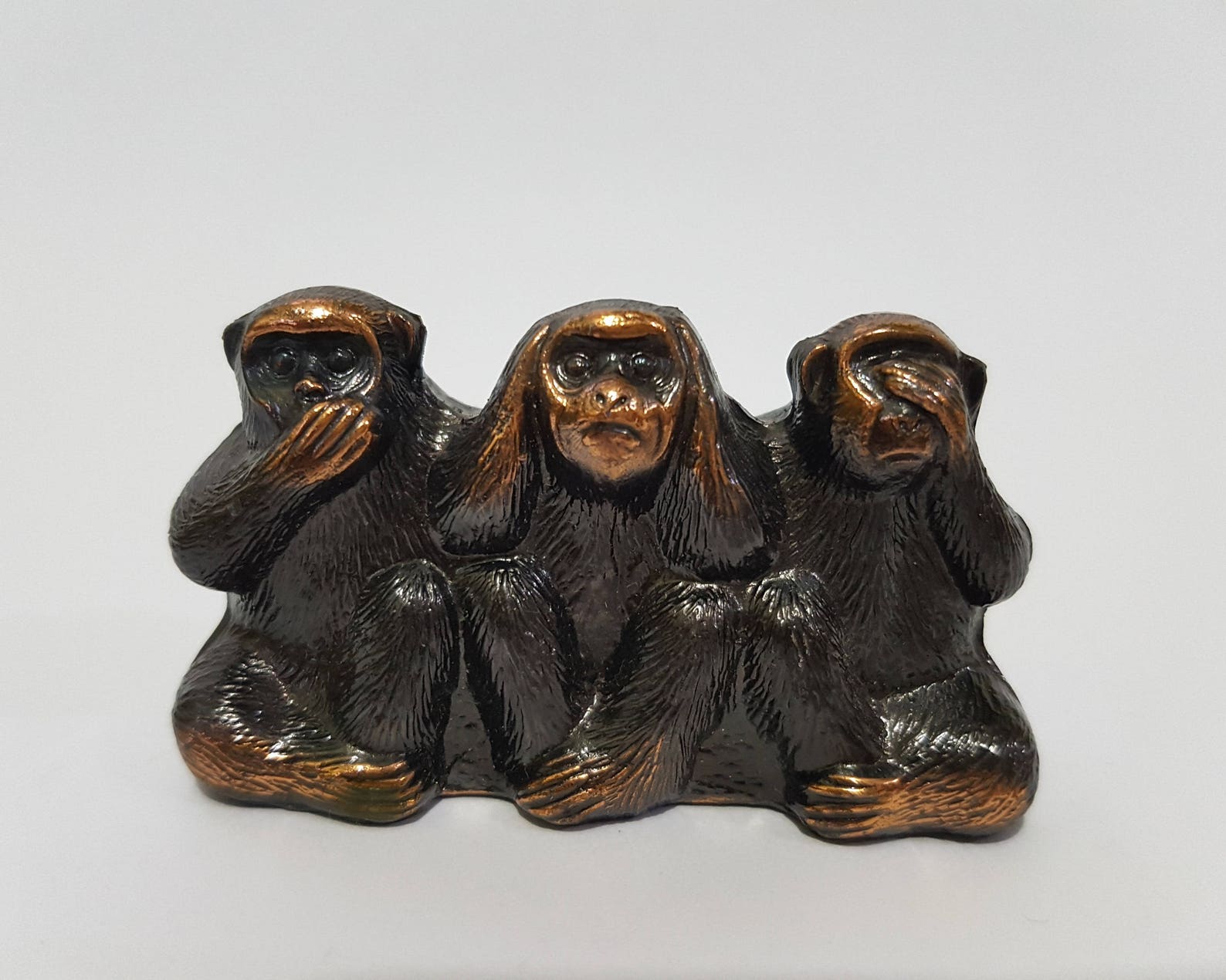 Vintage Brass Three Wise Monkeys Figurine Speak No Evil Hear Etsy