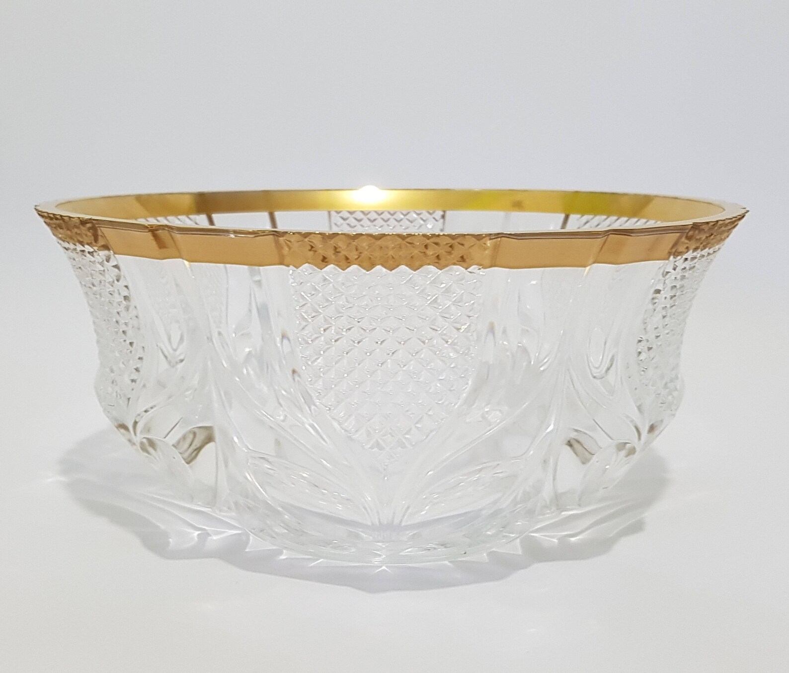 Vintage Crystal Glass Dessert Salad Bowl with Gold Trim Japan Etsy