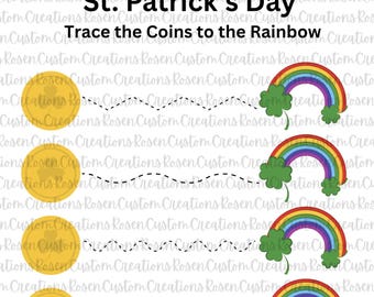 St Patricks Day Preschool Worksheet. Digital Print and Trace.