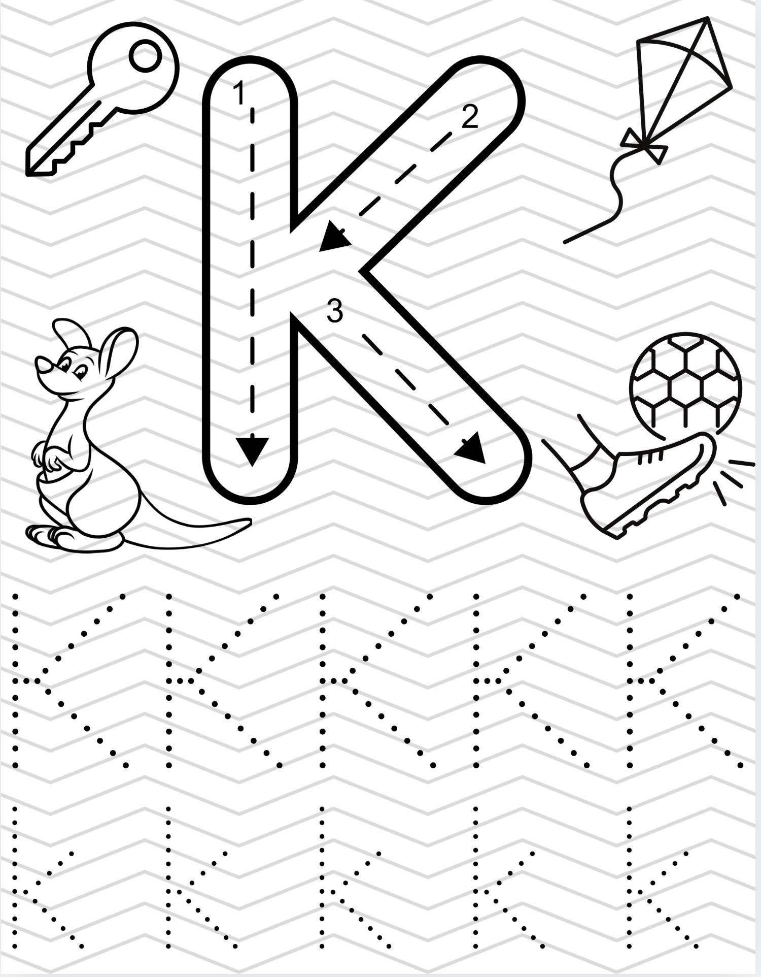 K Notebook Printable Letter K Worksheet. Digital Print and Trace. - Etsy