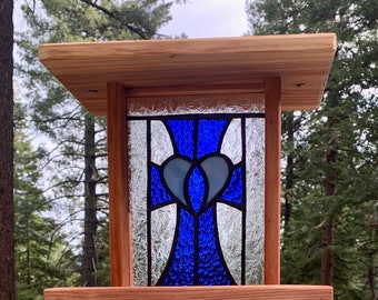 Sympathy Gifts, Stained Glass Bird Feeders, Hanging Wooden Bird Feeders, Memorial Gifts, Outdoor Decor, Garden Accessories, Religious Gifts