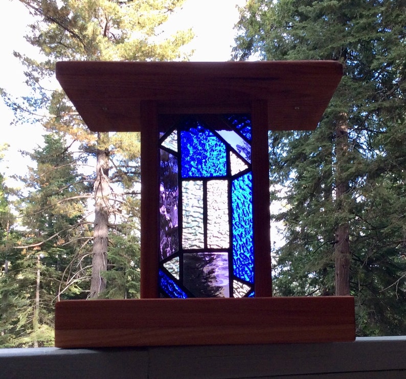 Stained Glass Bird Feeders Hanging Wooden Bird Feeders Yard Etsy