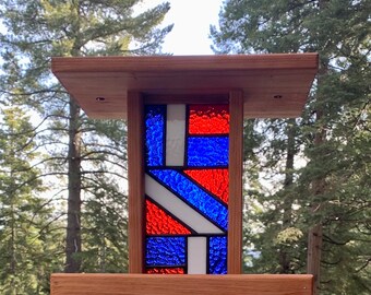 Stained Glass Bird Feeders, Glass Art, Gifts For Dad, Patriotic Gifts For Veterans, Yard Art, Garden Accessories, Outdoor Decorations