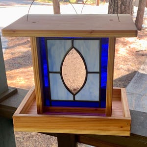 Bird Feeders, Stained Glass And Redwood, Yard Art, Bird Watching, Backyard Decor, Garden Accessories, Outdoor Decorations, Memorial Sympathy