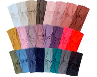 Solid Color Twisted Stretchy Headbands, Wide Twisted Stretchy Boho Headbands for Women, 24 Different Buttery Soft Colors, Gifts for Women