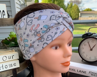 Cute Baby Nurse Headband, Labor & Delivery Nurse Headbands, Stretchy Headbands for New Moms, Midwifes NICU Nurse Wide Twisted head Wrap