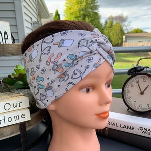 Cute Baby Nurse Headband, Labor & Delivery Nurse Headbands, Stretchy Headbands for New Moms, Midwifes NICU Nurse Wide Twisted head Wrap