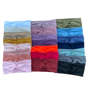 Solid Color Twisted Stretchy Headbands, Wide Twisted Stretch Boho Headbands for Women, Nurse Headbands, Buttery Soft Colors, Gifts for Women