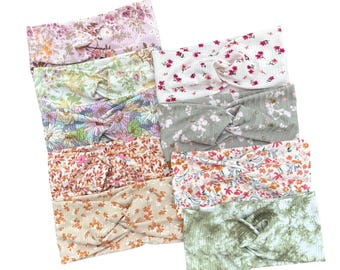 Soft Ribbed Floral Twisted Stretchy Headbands for Women in Assorted Patterns