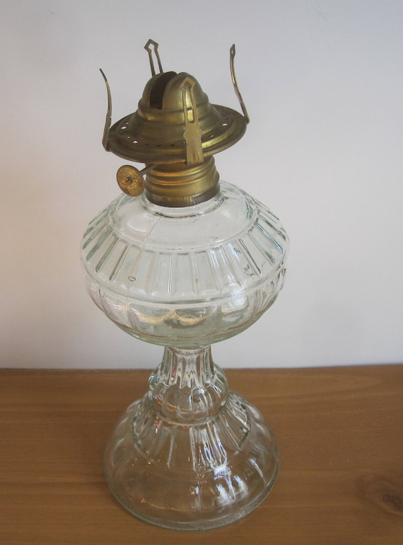 Cut Glass Lamp Antique Crystal Victorian Depression Oil Kerosene 1930s
