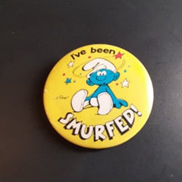 1980s smurf pin "I' Been SMUFFED!" Collectible Smurf Pin