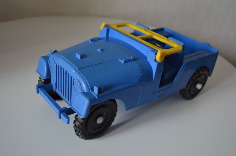 Vintage Plastic Toy Car Model Rare Soviet Russian Blue Yellow Etsy