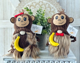 I'm Bananas for You Monkey Gnome - Quirky Tiered Tray Decor, Cute gift idea