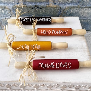 Fall rolling pins, Autumn decor, Tiered tray decor, Table top display