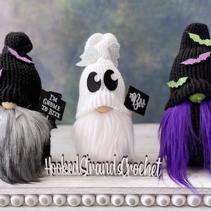 Halloween Knit Gnome: Witch, Vampire, or Ghost - Tiered Tray Decor