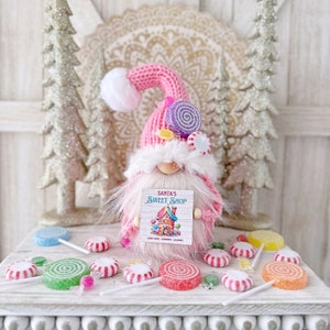 Santa&#39;s Sweet Shop: Candy Cane Lane Knit Gnome - Festive Tiered Tray Decor