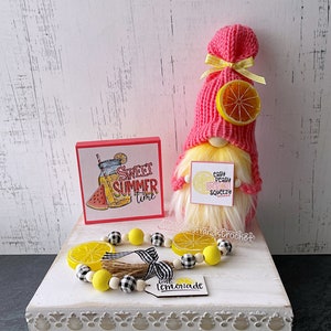 Lemon Gnome: Farmhouse Tiered Tray Decor, Summer Kitchen Decor