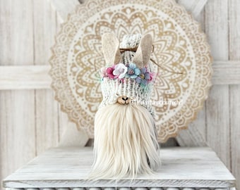 Llama gnome, Tiered tray decor, Farmhouse gnome, Rustic gnome, Gnome decor, Swedish tomte Knit gnome,