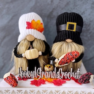 Pilgrim gnome, Thanksgiving gnome, Pumpkin gnome, Tiered tray decor, Fall Decor, Harvest Decor, Knit gnome, Farmhouse gnome, Made to order