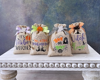 Mini Halloween Burlap Sack: Tiered Tray Decor (3.5&quot;x5&quot;x1.5&quot;)