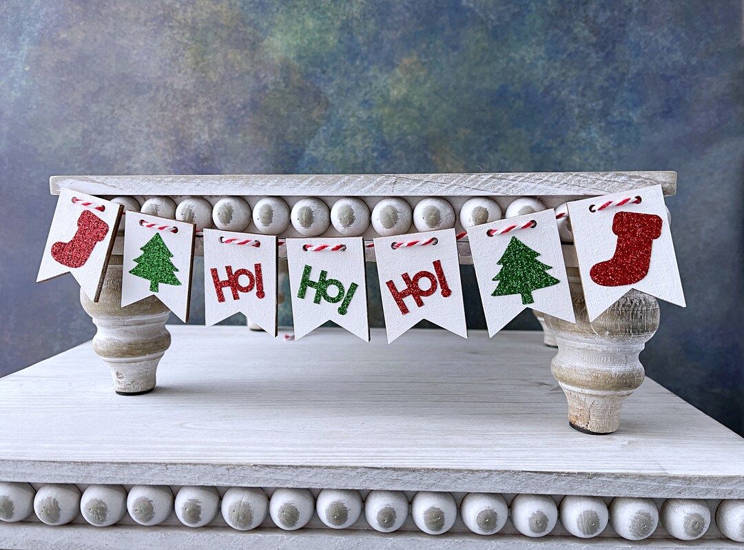 Ho Ho Ho Garland, Tiered Tray Decor, Christmas Decor, Tray Decor