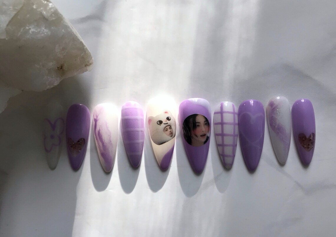 Hyunjin Nails / Stray Kids / Kpop / Kpop Nails / Long Press on Etsy UK