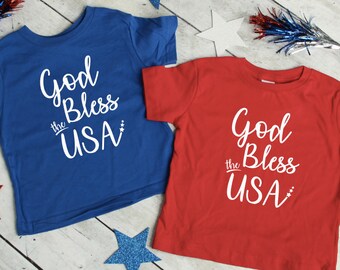 Children's 4th of July Shirt, God Bless the USA, Toddler 4th of July Shirt, Kids 4th of July, Fourth of July, USA Shirt, Toddler Tee