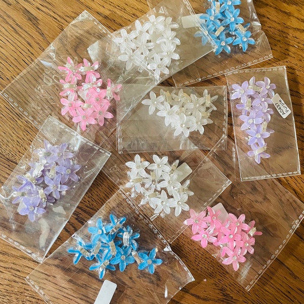 10 PCs Mini flower chic hair clips, wedding hair clips, small flower hair clips, children