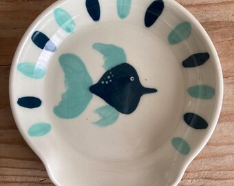 Handmade Ceramic Spoon Rest: Kitchen Utensil Holder