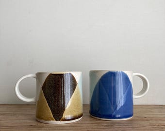 Blue and Brown Cappuccino Mug