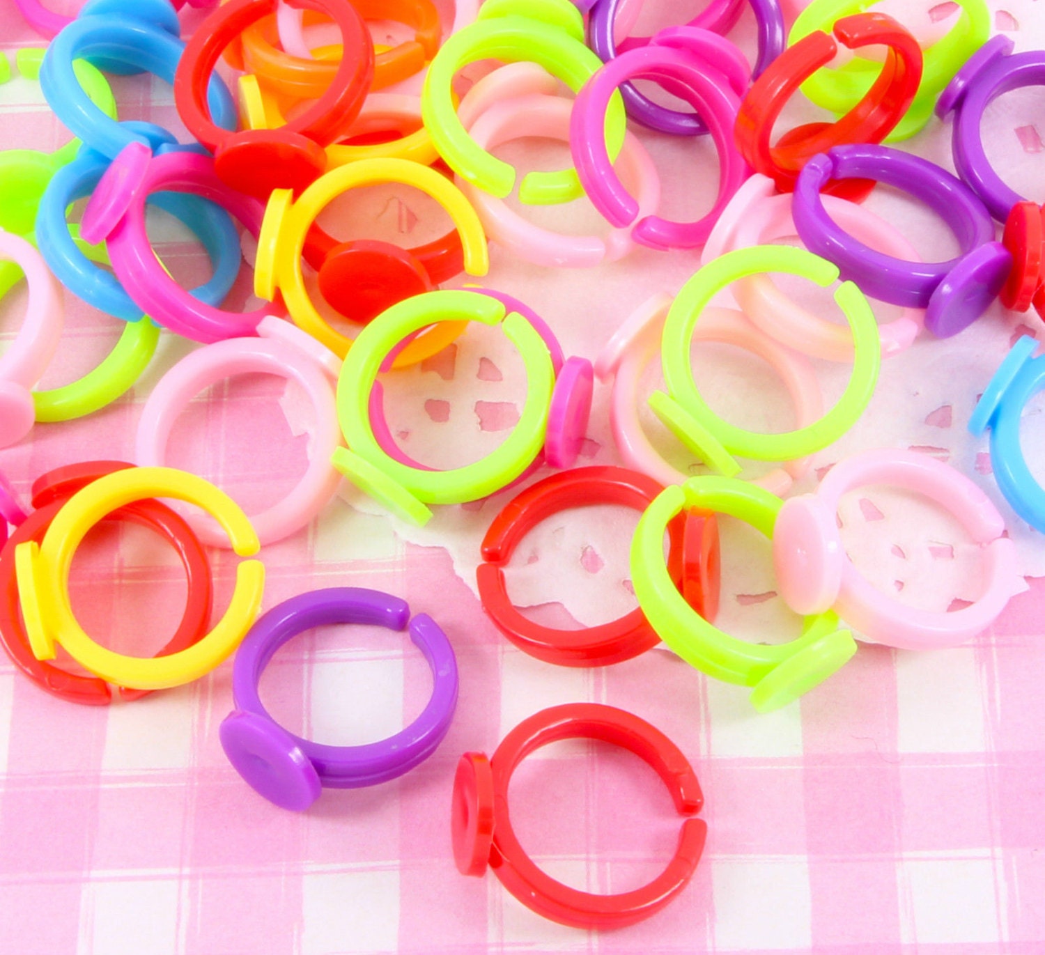 10 Pcs Plastic Children's Multi Colour Ring Blanks Etsy UK