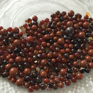 Reddish Brown Mix Lot of Large and Medium Round and Other Shaped Beads Includes Over 300 Beads for Jewelry Making 5.5 oz Bag