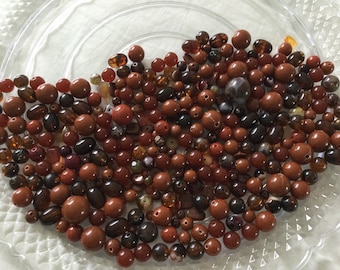 Reddish Brown Mix Lot of Large and Medium Round and Other Shaped Beads Includes Over 300 Beads for Jewelry Making 5.5 oz Bag